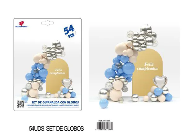 Set de cadena de globos color azul, 54 piezas