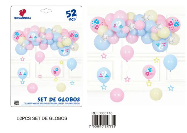 Cadena de globos rosa y azul, 45 piezas