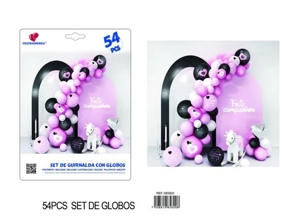 Set grande de cadena de globos color rosa, 54 piezas