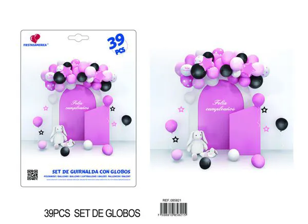 Cadena de globos color rosa, 39 piezas