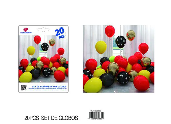 Set de globos negro y rojo, 20 piezas
