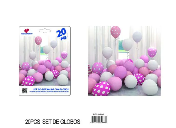 Set de globos color rosa, 20 piezas