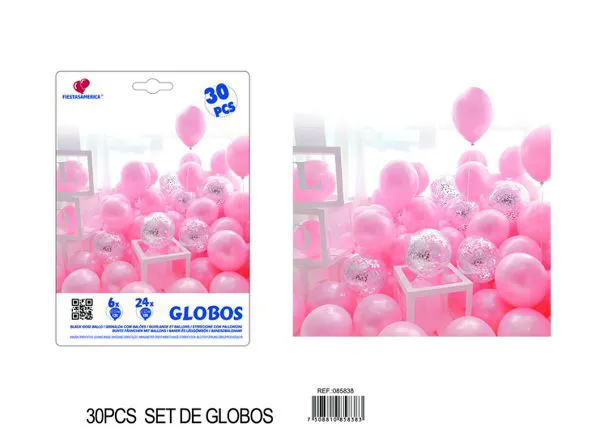 Set de globos color rosa, 30 piezas