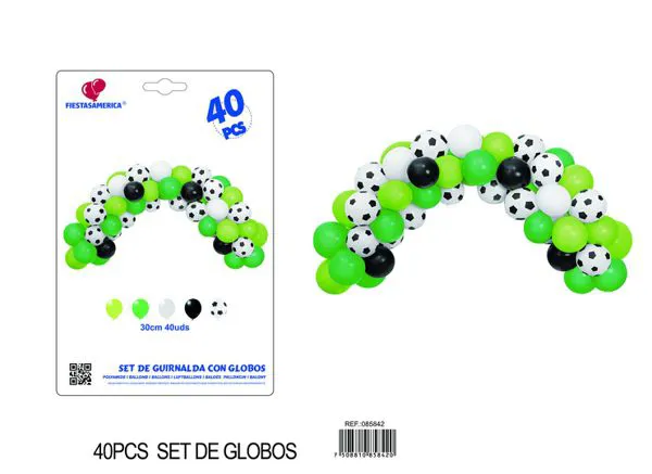 Set de arco pequeño de globos temática de fútbol, 40 piezas