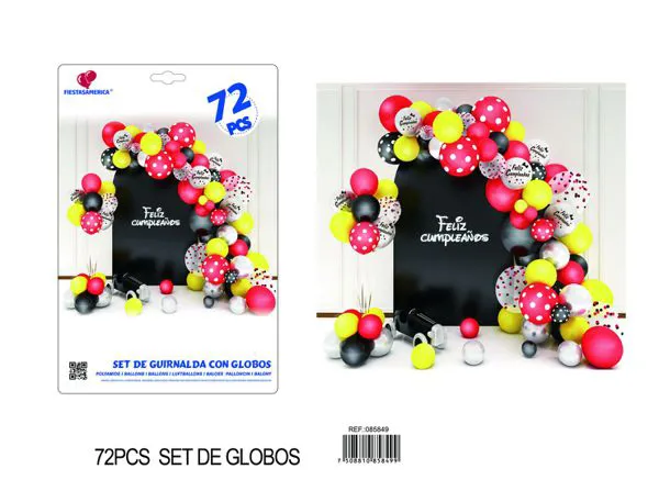 Set grande de cadena de globos de cumpleaños multicolor, 72 piezas