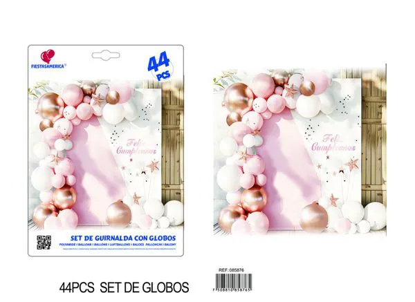 Set de cadena de globos color rosa, 44 piezas