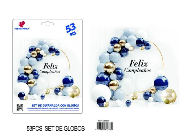 Set de cadena de globos color gris, 53 piezas