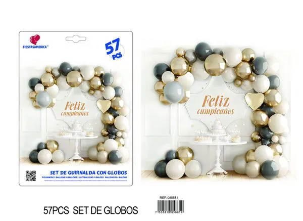 Set de cadena de globos dorado y color piel, 57 piezas