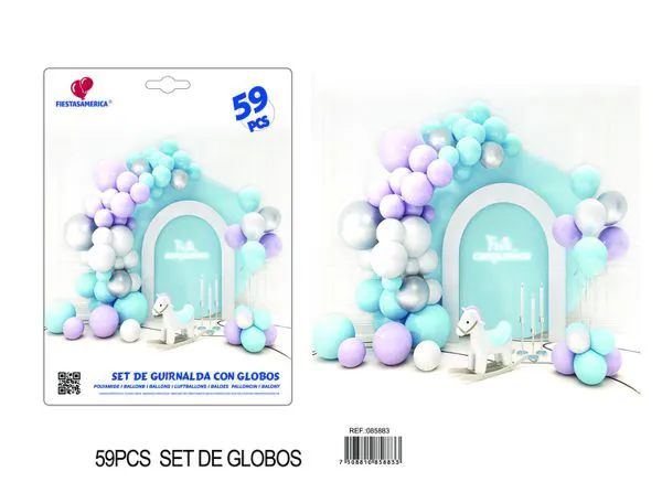 Set de cadena de globos azul y rosa, 59 piezas