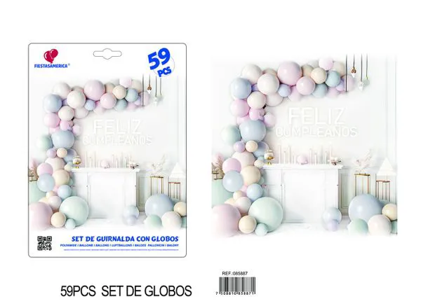 Set de cadena de globos color macaron, 59 piezas