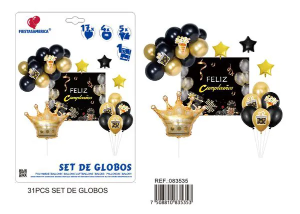 Set de tela de fondo negro y dorado, 22 piezas
