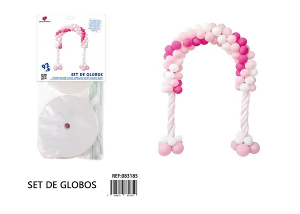 Arco pequeño de globos color rosa, 92 piezas