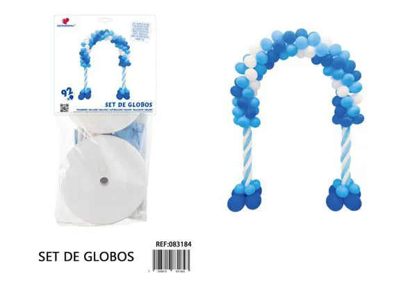 Arco pequeño de globos color azul, 92 piezas