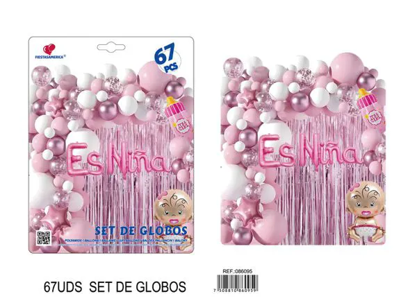 Set de cadena de globos para niña, 67 piezas