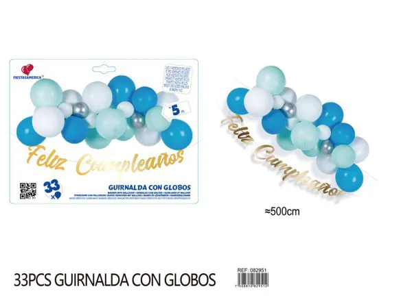 Set de cadena de globos color azul, 33 piezas