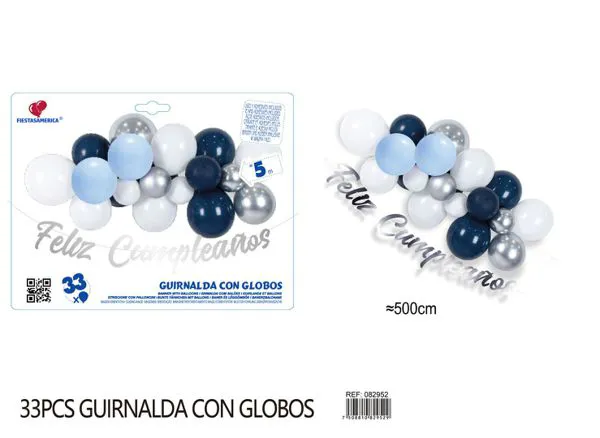 Set de cadena de globos color azul marino, 33 piezas