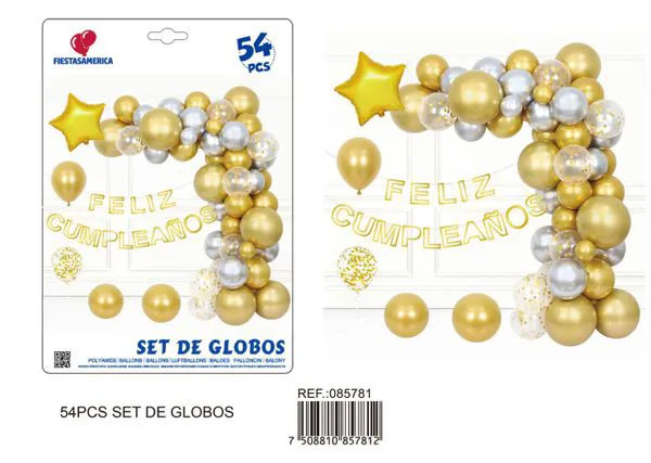 Set grande de cadena de globos dorado y plateado, 49 piezas