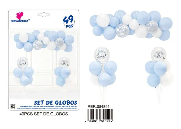 Set de cadena de globos color azul, 49 piezas