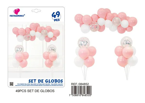 Set de cadena de globos color rosa, 49 piezas