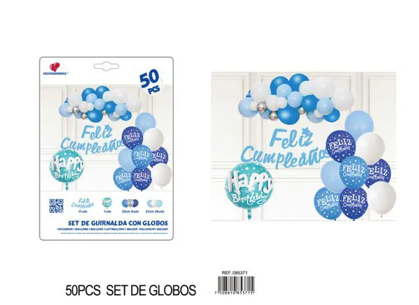 Set de cadena de globos color azul, 50 piezas