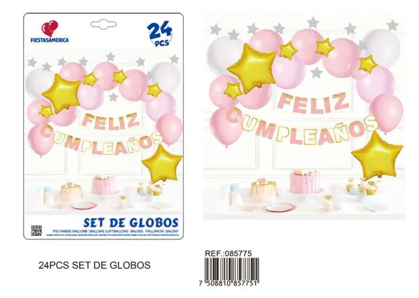 Cadena de globos color rosa, 20 piezas