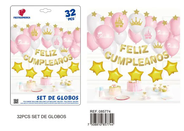 Cadena de globos color rosa, 28 piezas