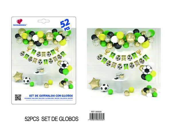Cadena de globos temática de fútbol, 52 piezas