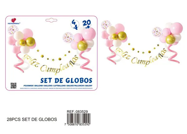 Set de cadena de globos largos modeladores, color rosa, 31 piezas
