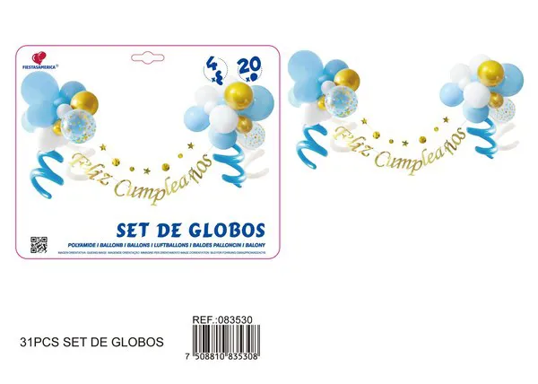 Set de cadena de globos largos modeladores, color azul, 31 piezas