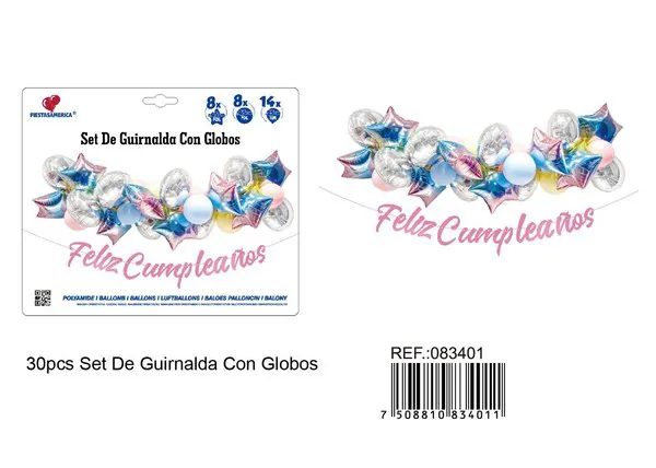 Set de banderín Feliz Cumpleaños en español, color rosa, 31 piezas
