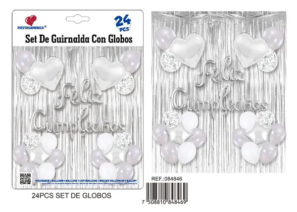 Set de cortina metálica de lluvia, color plateado, 24 piezas