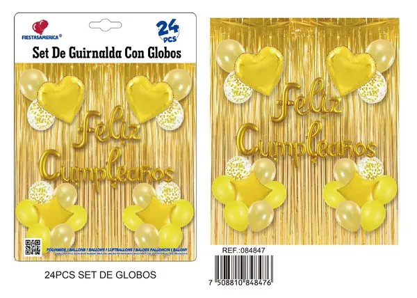 Set de cortina metálica de lluvia, color dorado, 24 piezas