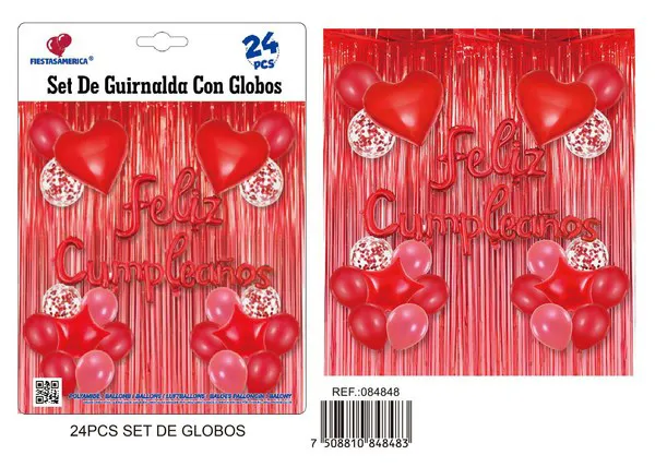 Set de cortina metálica de lluvia, color rojo, 24 piezas