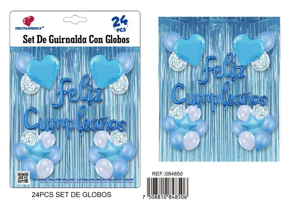 Set de cortina metálica de lluvia, color azul, 24 piezas