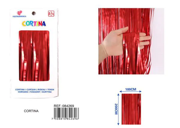 Cortina metálica de lluvia mate 1x2 m, rojo, grosor 1.6