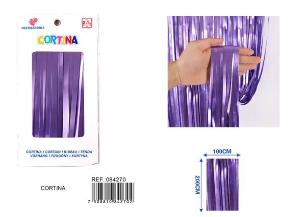 Cortina metálica de lluvia mate 1x2 m, morado, grosor 1.6