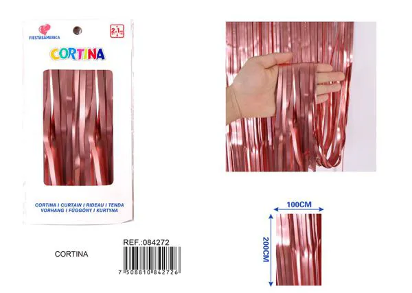 Cortina metálica de lluvia mate 1x2 m, oro rosa, grosor 1.6