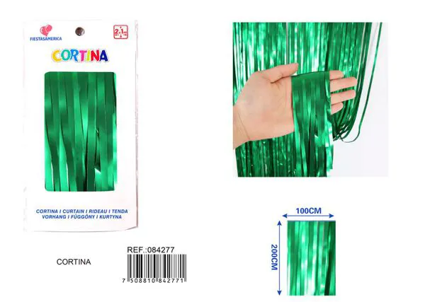 Cortina metálica de lluvia mate 1x2 m, verde, grosor 1.6