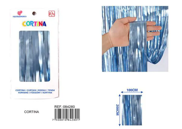 Cortina metálica de lluvia mate 1x2 m, azul turquesa, grosor 1.6