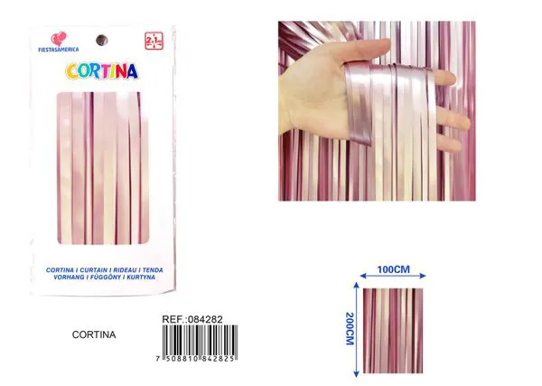 Cortina metálica de lluvia mate 1x2 m, rosa claro, grosor 1.6