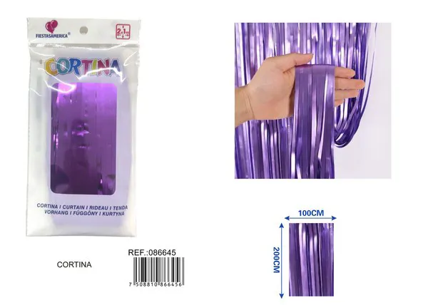 Cortina metálica de lluvia mate 1x2 m, morado, grosor 1.6
