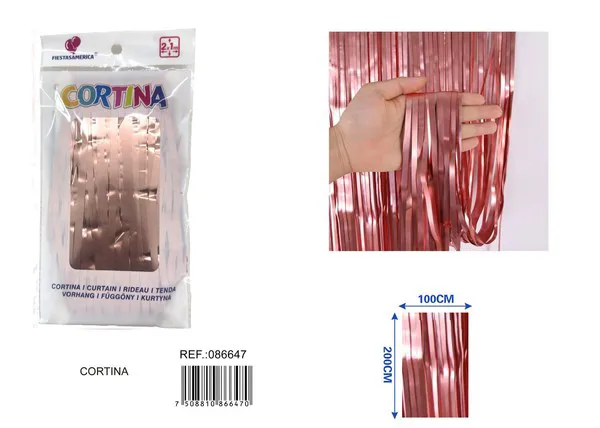 Cortina metálica de lluvia mate 1x2 m, oro rosa, grosor 1.6