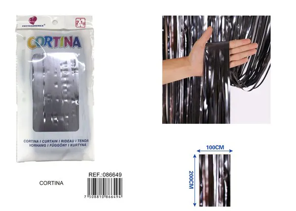 Cortina metálica de lluvia mate 1x2 m, negro, grosor 1.6