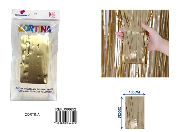 Cortina metálica de lluvia mate 1x2 m, dorado champán, grosor 1.6