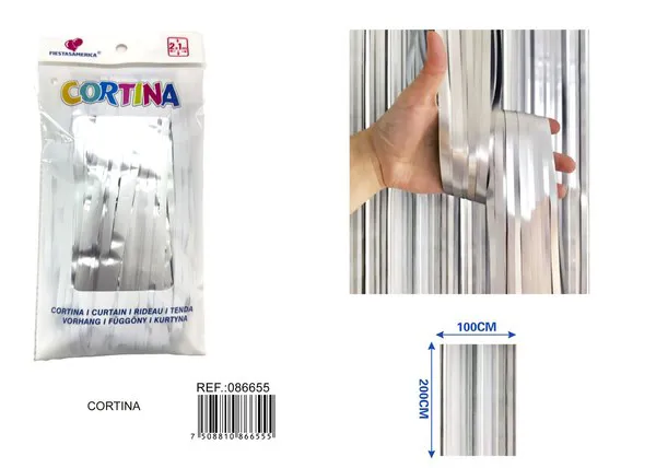 Cortina metálica de lluvia mate 1x2 m, plateado, grosor 1.6
