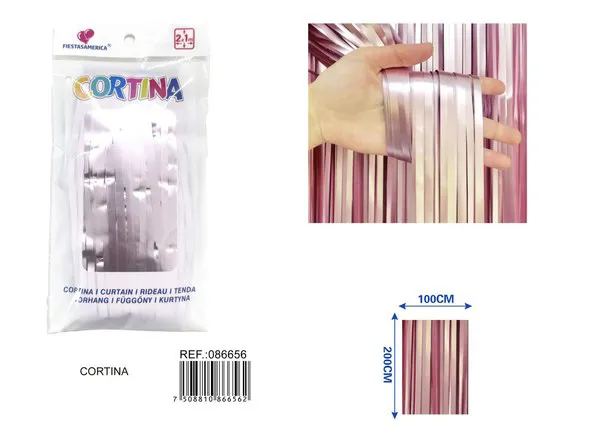 Cortina metálica de lluvia mate 1x2 m, rosa claro, grosor 1.6