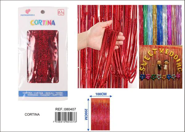 Cortina metálica de lluvia láser 1x2 m, rojo, grosor 1.6