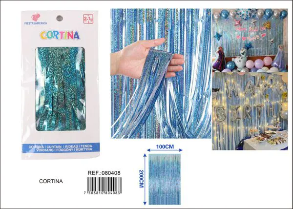 Cortina metálica de lluvia láser 1x2 m, azul claro, grosor 1.6
