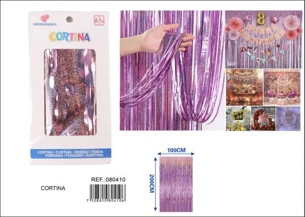 Cortina metálica de lluvia láser 1x2 m, morado, grosor 1.6