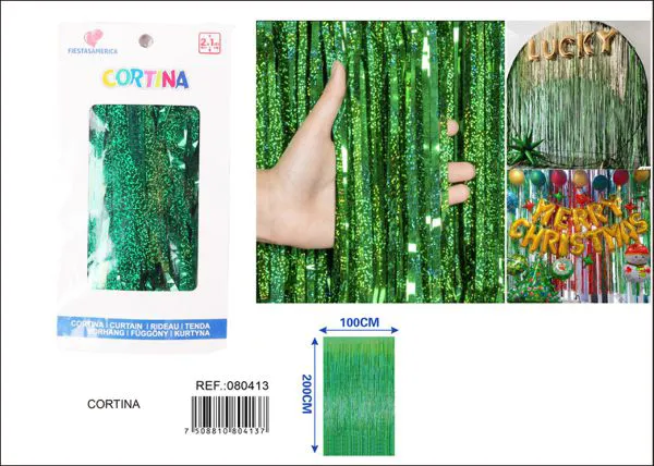 Cortina metálica de lluvia láser 1x2 m, verde, grosor 1.6
